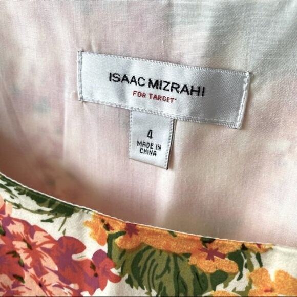 NWT Isaac Mizrahi Orange Red Pink Floral Pleated Dress Size 4 - Picture 6 of 11
